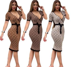 Womens Dress new Luxury GGity Letter short Sleeve Party A-Line Dress Ladies Sexy V-neck Mini Dresses hot GGG