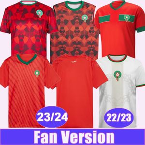 23 24 Marocko Mens Soccer Jerseys Richardson DZ Abde El Khannouss Riad Home Culture Version och 22 22 23 Home Away Football Shirts Kort ärmuniformer