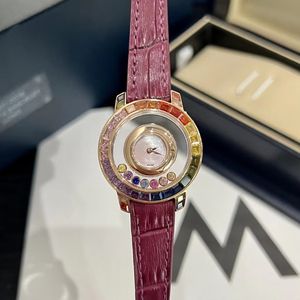 Orologio da donna con diamanti, lunetta in pietra al quarzo, cassa scheletrata da 35 mm, cinturino in omaggio, uno specchio in zaffiro, oro e argento, disponibile con 6 diamanti colorati.