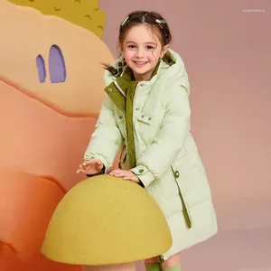 Down Coat Russian Selling Winter Children's Long Parkas barn huva förtjockade flickors varma vita ankajacka A3122