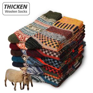 Mens Socks HSS Brand 5 Par Winter Mens Socks Thicken Sheeps Wool Socks Warm Men Retro Style Färgglada Fashion Man Socks for Snow Boots 231116