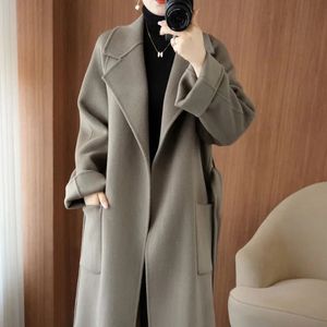 Women's Wool Blends Women Autumn Winter High-end Double-sided Cashmere Coat Loose Leisure Time Thickened Woolen Long Style Coat 231116