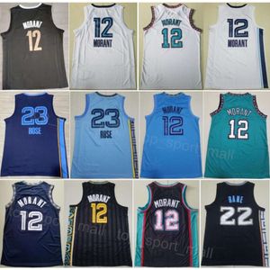 Stitched City Basketball JA Morant Jerseys Men 12 Desmond Bane 22 Derrick Rose 23 Beskable för sportfans Team Color Navy Blue White Black Green Statement Icon