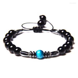 Strand pärlstav armband 8mm natursten tiger ögon svart onyx helande pärlor armband stretch charm yoga för kvinnor män smycken