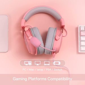 Teclados N Rosa Fone de Ouvido Rgb Wired Gaming Headset - 7.1 Surround Sound MTI Plataformas Fone de Ouvido Usb Alimentado para PC / Ps4 / Ns Drop Entregar DHP39