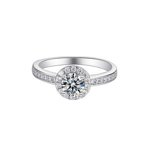 Anéis de noivado designer de jóias anel de casamento de luxo solitário anel de prata anel de amor anel de trevo anel de moissanite branco puro La pierre de mosan M16B com caixa de presente