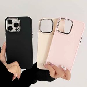 Candy Color Plated Lens Bumber Phone Case för iPhone 15 14 13 12 11 Pro Max 14plus Fashion Solid Silicone Back Cover