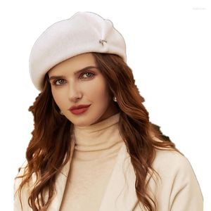 Baskenmütze Baskenmütze Wollmütze Damen Herbst und Winter Britisch Fetro Maler Modetrend Großer Kopfumfang Vielseitig Warm One Ha