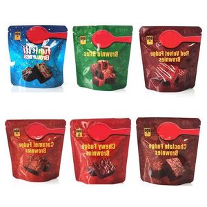 sacchetti per imballaggio brownies infusi torta da 600 mg funfetti gommosi vuoti fudge snack al cioccolato bocconcini sacchetto di velluto rosso Uwkfw