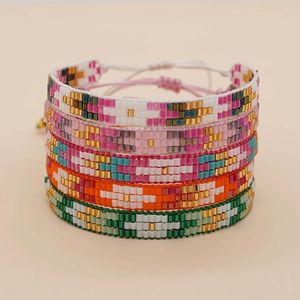 Link Bracelets YASTYT 2023 Mosaic Arrows MGB Beads Braided Geometric Pattern 3 Row Handmade Jewelry For Women