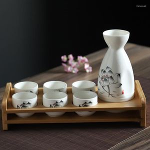 Kalça Şişkiler El Yapımı Seramik Flask Seti Klasik Japon Tarzı Retro Yaratıcı Sake Cups Ev Art Flasque Alcool Drinkware