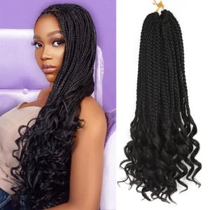 Goddess Box Braids Curly Ends Synthetic Crochet Braids 14 18 24 Zoll Pre Looped Ombre T27 Braiding Hair Extensions für Frauen