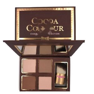 Top QualitätAuf Lager COCOA Contour Kit Highlighters Palette Nude Color Cosmetics Face Concealer Makeup Chocolate Eyeshadow With Contour Buki Brush