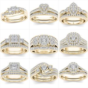 Hochzeitspaar Ring Schmuck vergoldet Zirkon Ring europäisch amerikanisch klassische Ornamente Valentinstag Jahrestag Hochzeitsgeschenk