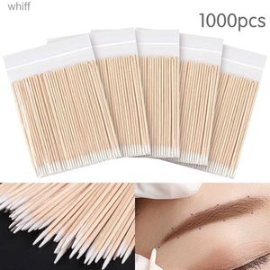 Bawełniany wymaz 500/1000pcs drewniany bawełniany wymaza mikrobrush patyki do rzęs czyszczenie wymazy paznokci Ucha Kakiety kosmetyczny klej do rzęs Eye Toolsl231116