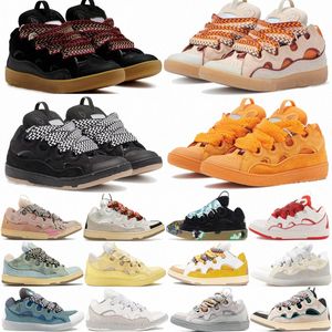 Lanvins Designer 90 -talets extraordinära skor sneaker läder trottoarkant för sneakers präglade män kvinnor sko gummi platt plattform mode scarpe schuhe chaussures lac