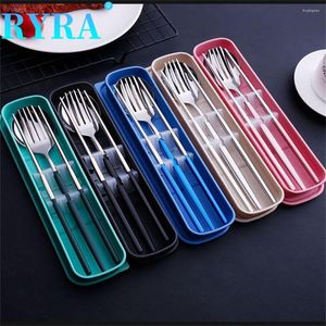 Dinnerware Sets With Storage Box Travel Tableware Anti-slip Chopsticks Head Portable Set Mirror Polishing Modern And Simple