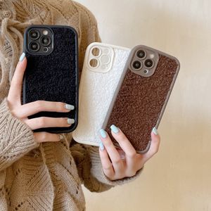 Autumn and winter Bear plush for Apple 15promax phone case iPhone14 solid color all-wrap protective case