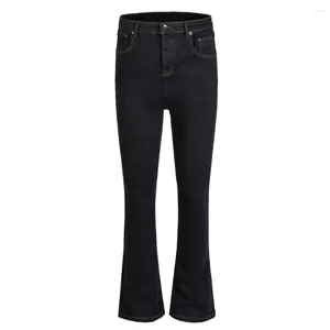 Men's Jeans Solid Color Spandex Material Flared Skinny Men Black Denim Pants Trousers