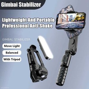 Stabilizers Roreta 2023 New Foldable Wireless Handheld Gimbal Stabilizer Selfie Stick Tripod with Bluetooth Shutter Fill Light Monopod Q231116