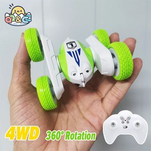 電気/RCカーESTミニRCスタントカー両面2.4G 4WDラジオリモートコントロールタンブリングドライビングカーギフトお子様少年XMAS 231115