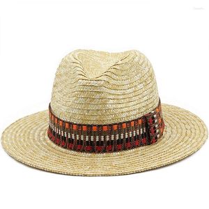 Chapéus largos de aba para mulheres banda de fita solar masculino Hat Straw verão panamá piquenique formal ao ar livre sombreros