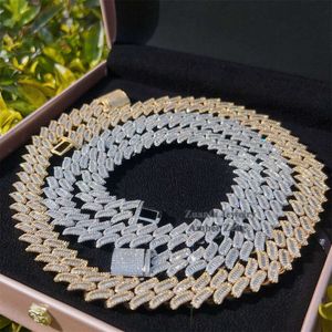 Smyckepass -testare Hip Hop Iced Out Diamond Moissanite 15mm Spiked Cuban Chain