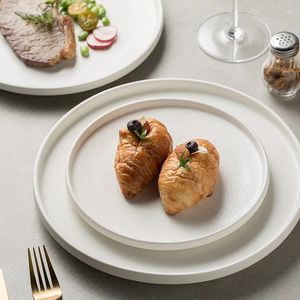 Plates Matte Ceramic Dinner Plate White Round Spaghetti Pasta Fruit Dessert Steak Sushi Flat Serving Side Restaurant Tableware