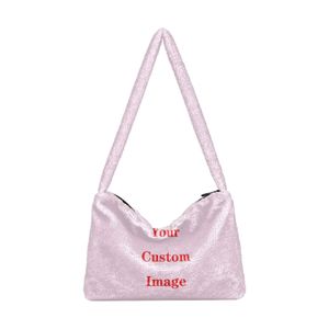 Evening Bags Fashion Women Plush Underarm Mini Customi image Zipper Pattern Shoulder For Lady Simple Portable Daily Handbags 231115