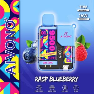 Aivono Aim Tank 9500 Puffs Child Lock com potência ajustável E-Cigarette Vape por atacado 18ml 2% 5% Vape descartável de nicotina