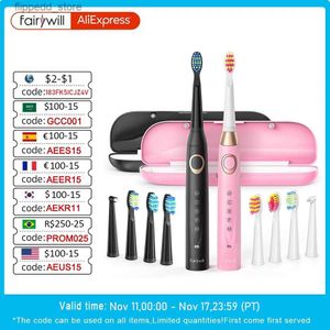 Toothbrush Fairywill Sonic Electric Toothbrushes for Adults s 5 Modes Smart Timer Rechargeable Whitening Toothbrush with 10 Brush Heads Q231117