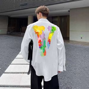 Tasarımcı Ceketler Mens Sıradan Palto Dış Giyim Sonbahar Yeni Büyük V Renkli Yağlı Boya Uzun Kollu Gömlek Erkek Kadınlar Gevşek Yüksek Sokak Traend Sıradan Çok Yönlü Ceket