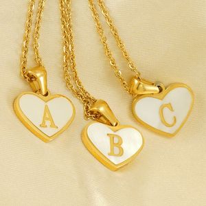 Neue Mode Edelstahl 18K vergoldet A-Z Brief Herz Anhänger Halskette für Mädchen Frauen für Party Hochzeit schönes Geschenk