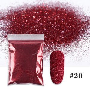 10G/Bag Dark Red Shiny Nail Powder Press on Nails Glitter Shimmer Color Pigment Dust for UV Manicure Polish DIY Design Nail ArtNail Glitter nail art tools