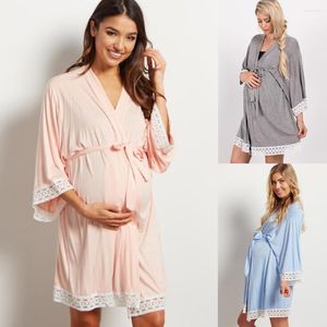 Dames slaapkleding zwangere vrouwen kleedt verpleegkundige nachthemd zwangerschapskleding kant splitsing zwangerschap gewaden plus maat causale zachte kleding