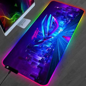 Tappetini per mouse Poggiapolsi RGB ASUS ROG Mouse Pad Accessori da gioco Computer Mousepad Tastiera retroilluminata LED Gabinete Gamer Tappeto Tapis De Souris Tappetino da scrivania YQ231117