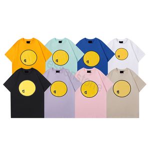 Camiseta masculina com estampa de sol masculina e feminina camiseta polo smlie face moda casual gola redonda manga curta roupas de verão S-XXL