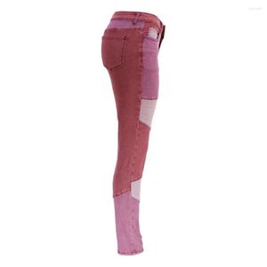 Jeans da donna a matita color block Pantaloni skinny in denim a vita alta da donna