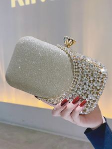 Evening Bags Crystal Evening Clutch Bag Wedding Purse Bridal Prom Party Sparkly Dinner Clutch Bags Rhinestone Glitter Handbag Gold 231117