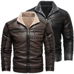 Giacche da uomo Giacca in ecopelle da uomo Giacca casual in pile con cerniera di alta qualità Cappotti caldi Moto vintage 2023 Nuova giacca in pelle da uomo S-4XL J231117