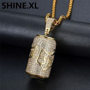 18K Gold Plated Soda Can Pendant Necklace Iced Out Cubic Zircon Mens Hip Hop Jewelry Gift249y