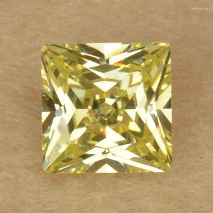 Beads Sale 2 2-12 12mm 5A Light Lemon Yellow Color CZ Gems Square Shape Princess Cut Synthetic Cubic Zircon Stone For Jewelry Making