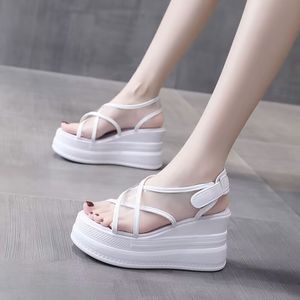 Wedge Heel Platform Sandals Female Summer Transparent Outdoor Heightening Leisure Shopping Play Beach Slippers