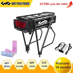 21700 18650 Rear Rack Ebike Battery 48V 36V 20Ah 24Ah Electric Bycicle Batteria Pack for 2000W 1500W 1000W 750W 500W 350W