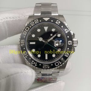 Foto real 904L Relógios automáticos Munção de cerâmica preta de 40 mm 116710 Sapphire Crystal luminous Dial Selpel