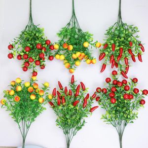 Decorative Flowers Home Decors Single Bunch Fake And Plants Pepper Cherry Tree Simulated Artificial Branch