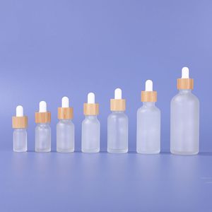 Populaire duurzame fles 5-100 ml doorzichtige druppelflessen met witte of zwarte rubberen kop bamboering