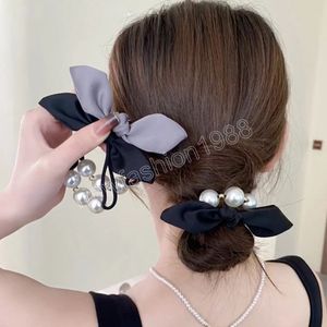 Fashion Woman Big Pearl Hairbands Korean Style Hairband Scrunchies Girls Ponytail Holders Rubber Band Hair Accessories