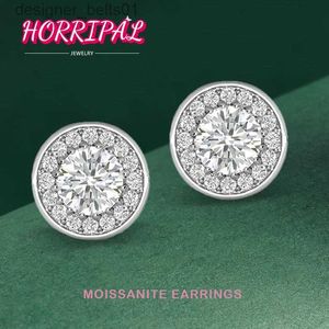 Orecchini a bottone HORRIPAL D VVS1 da 5 mm con moissanite rotondo S925 in argento placcato platino 18 carati Shinny Ear Studs regalo alla fidanzata Certificato GRAL231117