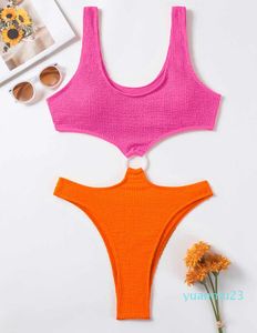 Sexiga kvinnor en bit baddräkter 2023 en axel kvinnlig badkläder 22 monokini simning kostymer baddräkt strandkläder